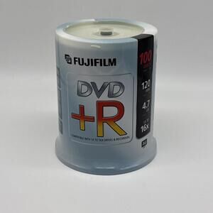 Fujifilm DVD+R 100 Pack DVD Recordable 16X 4.7 GB 120 Minutes Video New Sealed